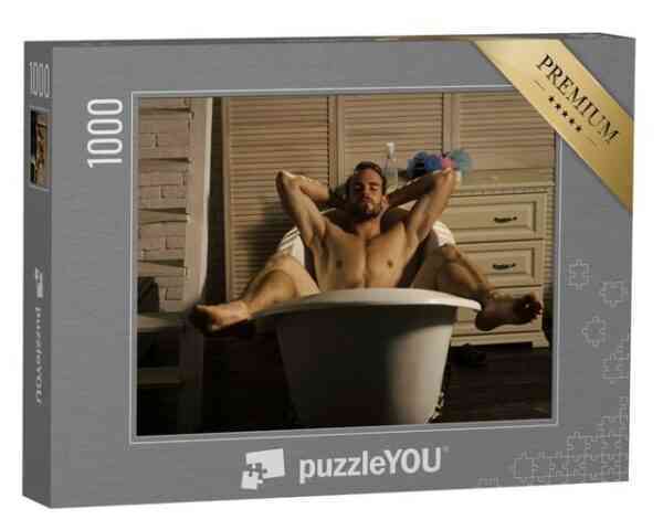 puzzleYOU Puzzle Sexy: Entspannter Mann in der Badewanne, 1000 Puzzleteile, puzzleYOU-Kollektionen Erotik