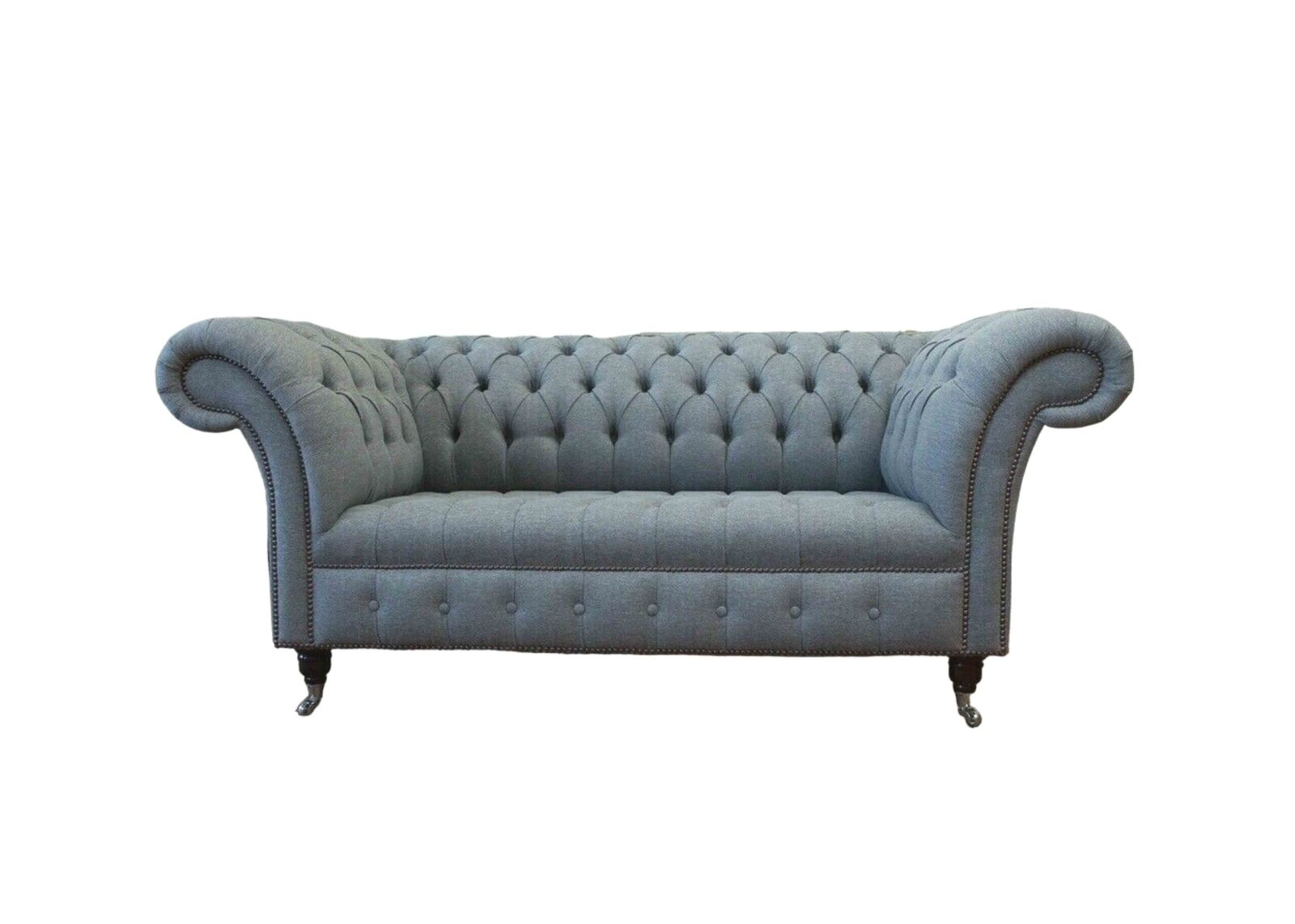 Chesterfield Büro Sitzmöbel Einrichtung Sofa Couch 2 Sitz Textil Grau