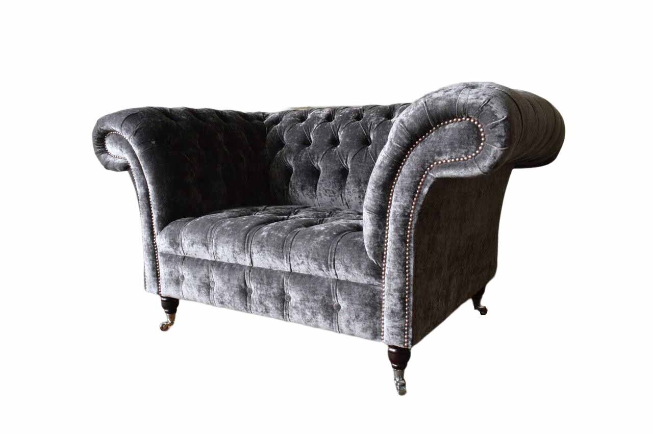 Design Chesterfield Stoff Couch Sessel 1.5 Sitzer Polster Lounge Neu