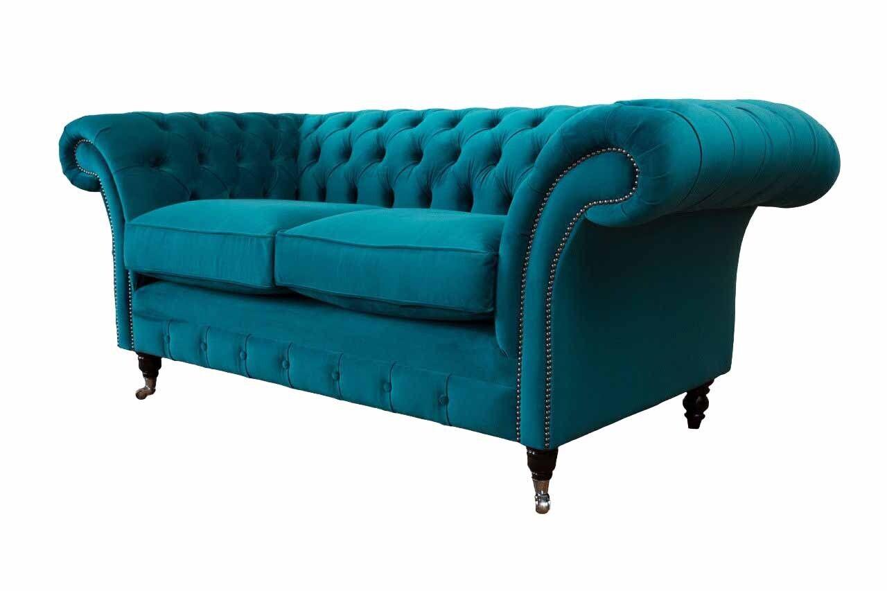 Chesterfield 2 Sitzer Couch Polster Sitz Textil Stoff Couchen Sofa Neu