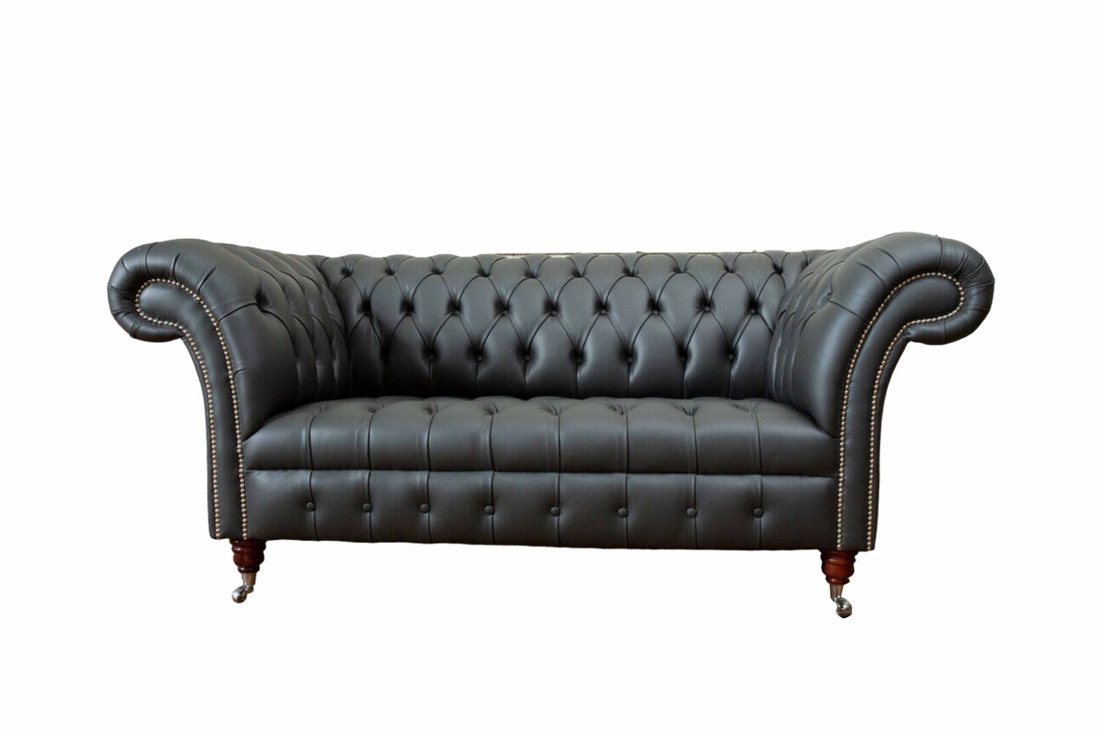 Chesterfield Ledersofa Couch Polster 2 Sitzer Designer Sofas Couchen