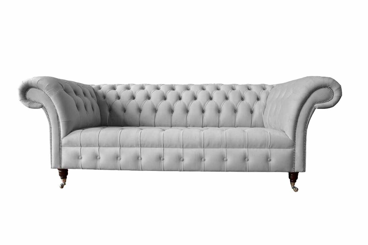 Chesterfield Textil Sofa Couch 3 Sitzer Polster Sitz Grau Sofas Big Neu