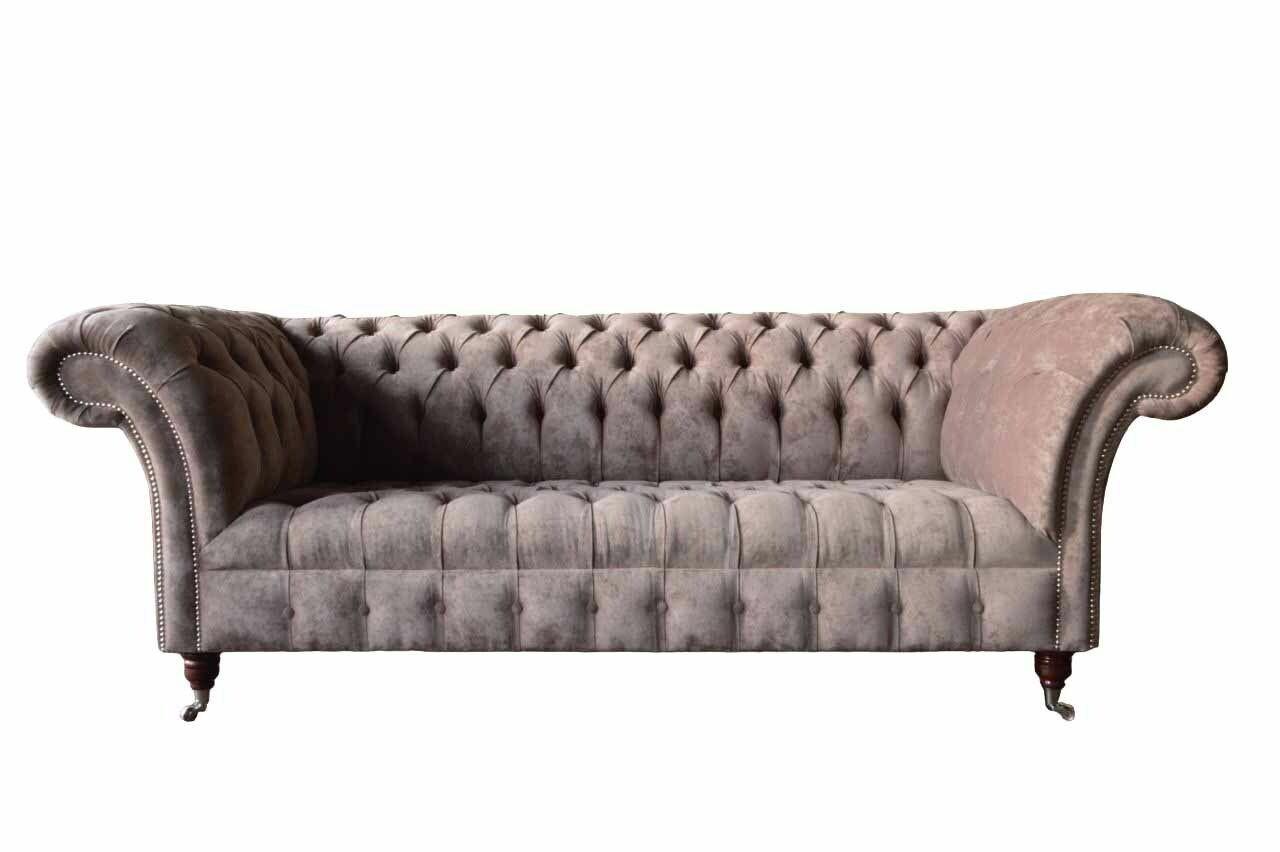 Chesterfield Sofa Couch Polster Design 3 Sitzer Sofas Dreisitzer Lila