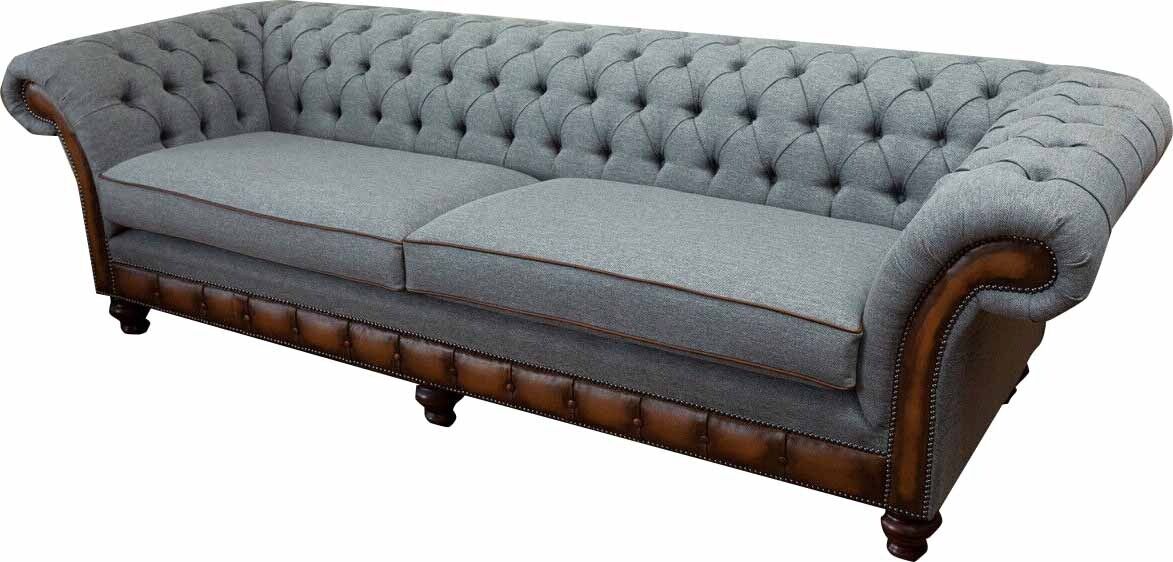Luxus Sofa 4 Sitzer Wohnzimmer Chesterfield Couch Design Grau Sofas Neu