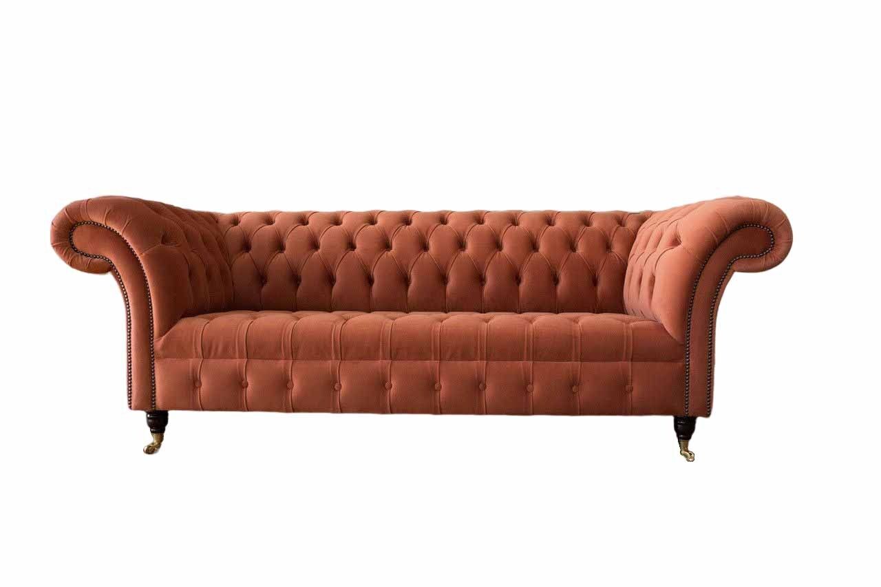 Luxus Chesterfield 3 Sitzer Couch Polster Textil Couchen Stoff Sofa Neu