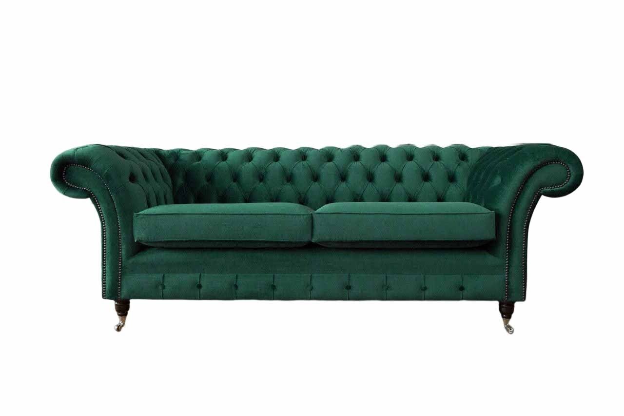 Sofa 3 Sitzer Grün Sofas Stil Luxus Wohnzimmer Design Chesterfield Neu