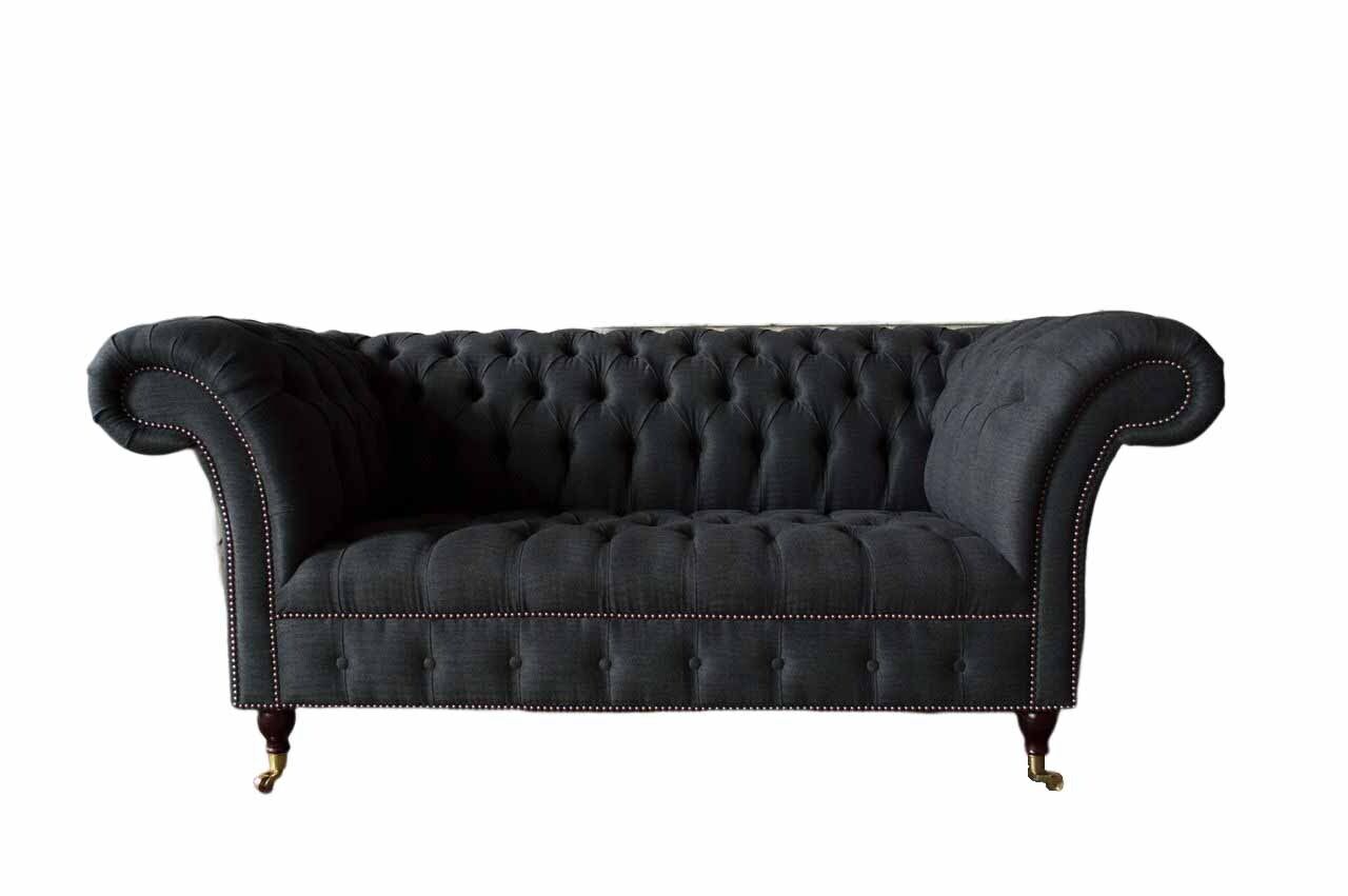 Design Chesterfield Stoff Couch Sofa 2 Sitzer Polster Textil Stoff Neu