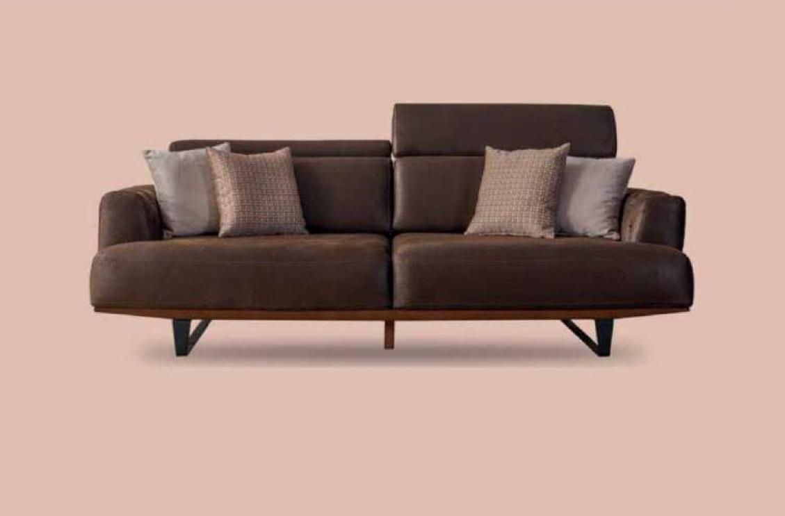 Chesterfield Dreisitzer Sofa 3 Sitzer Sofas Braun Kunstleder Luxus