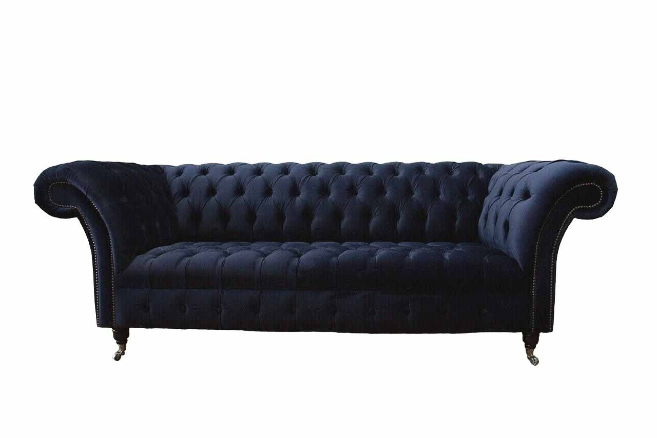 Luxus Sofa Dreisitzer Blau Stoff Textil Stil Couch Sofas Couchen Möbel