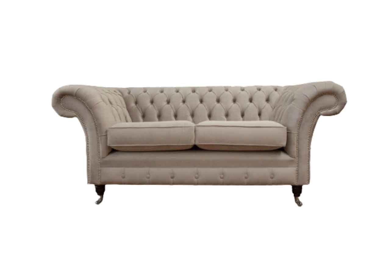Chesterfield Textil Polster Sofa Design Luxus Couch Stoff Sofas 2 Sitzer