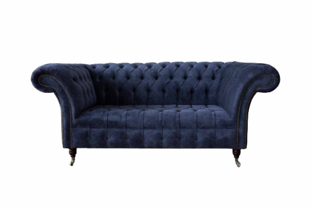 Chesterfield Design Sofa Couch 2 Sitzer Polster Blau Sofas Couchen Neu