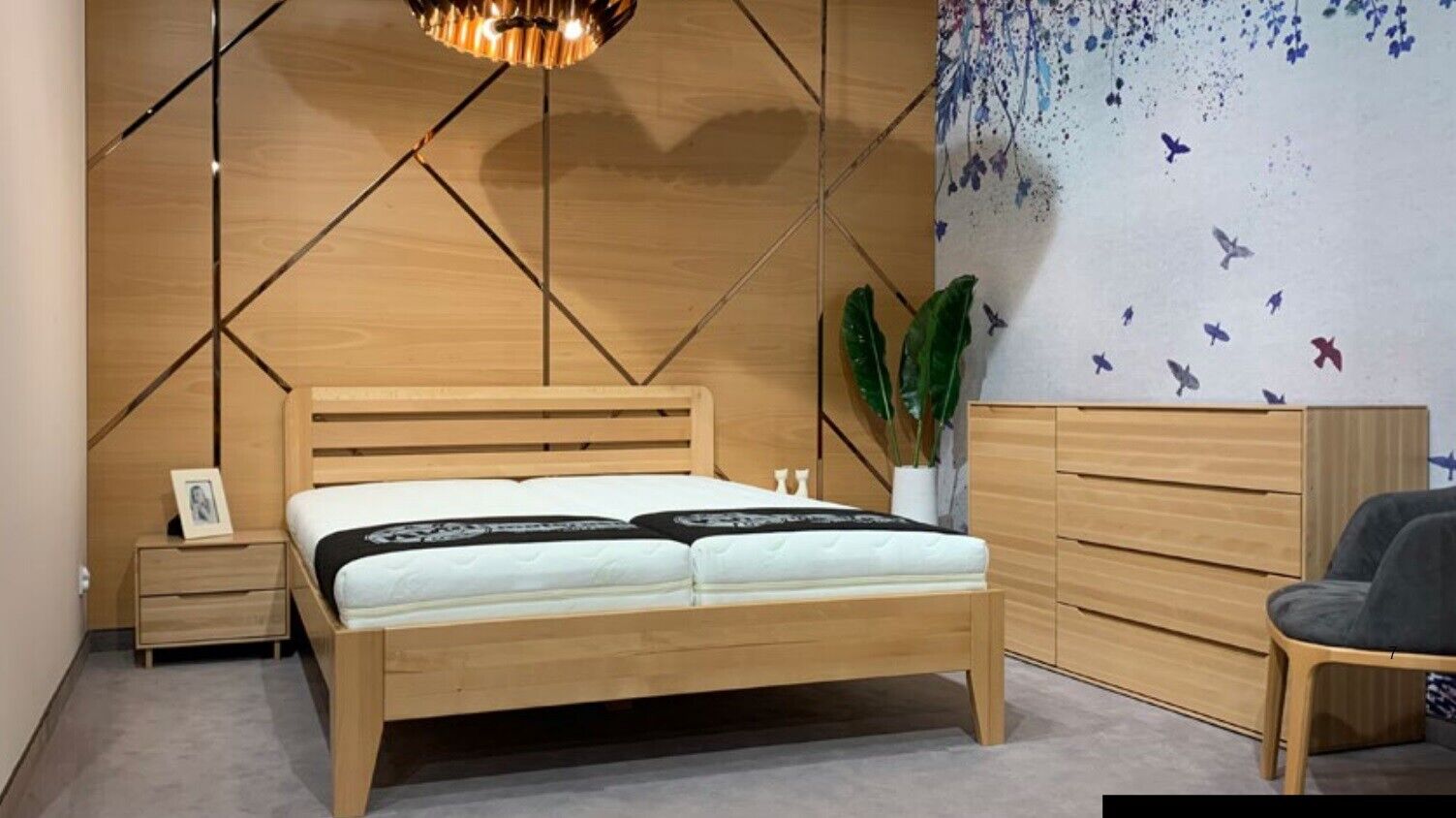 Schlafzimmer Holzbett Echtes Holz Bett Hotel 180×200 Stil Massive Möbel Betten