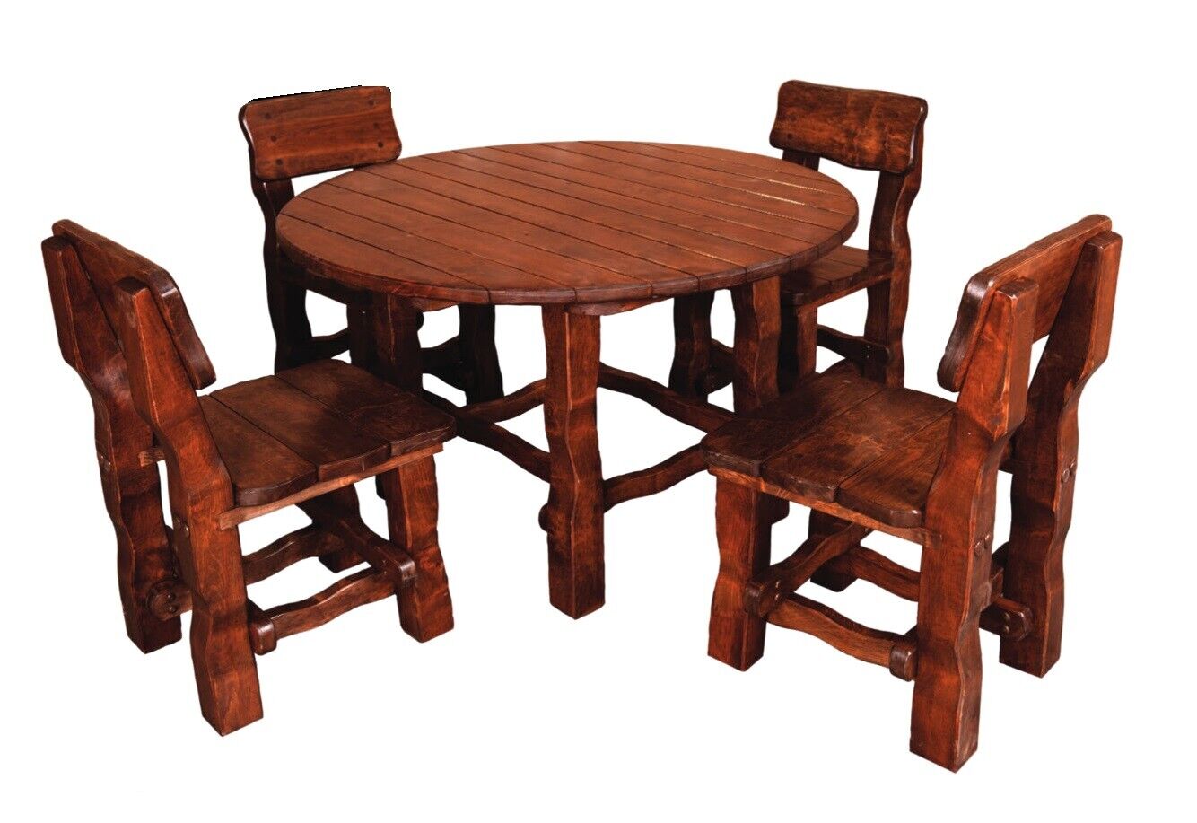 Essgarnitur Echtes Holz Massivholz Tisch + 6 Stühle Essgruppe Garnitur Vollholz