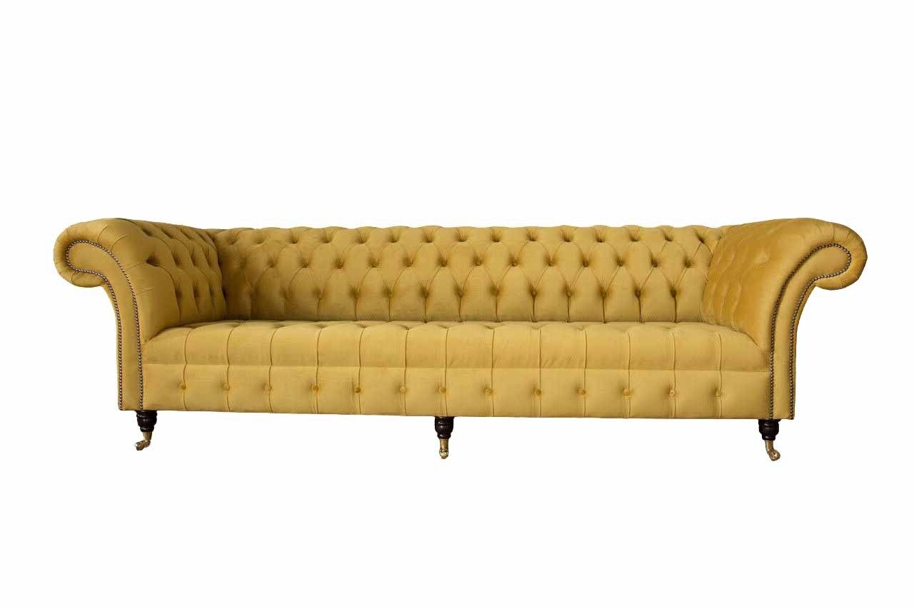 Chesterfield Textil Polster Luxus Sofa Design Couch Sofa 4 Sitzer Neu