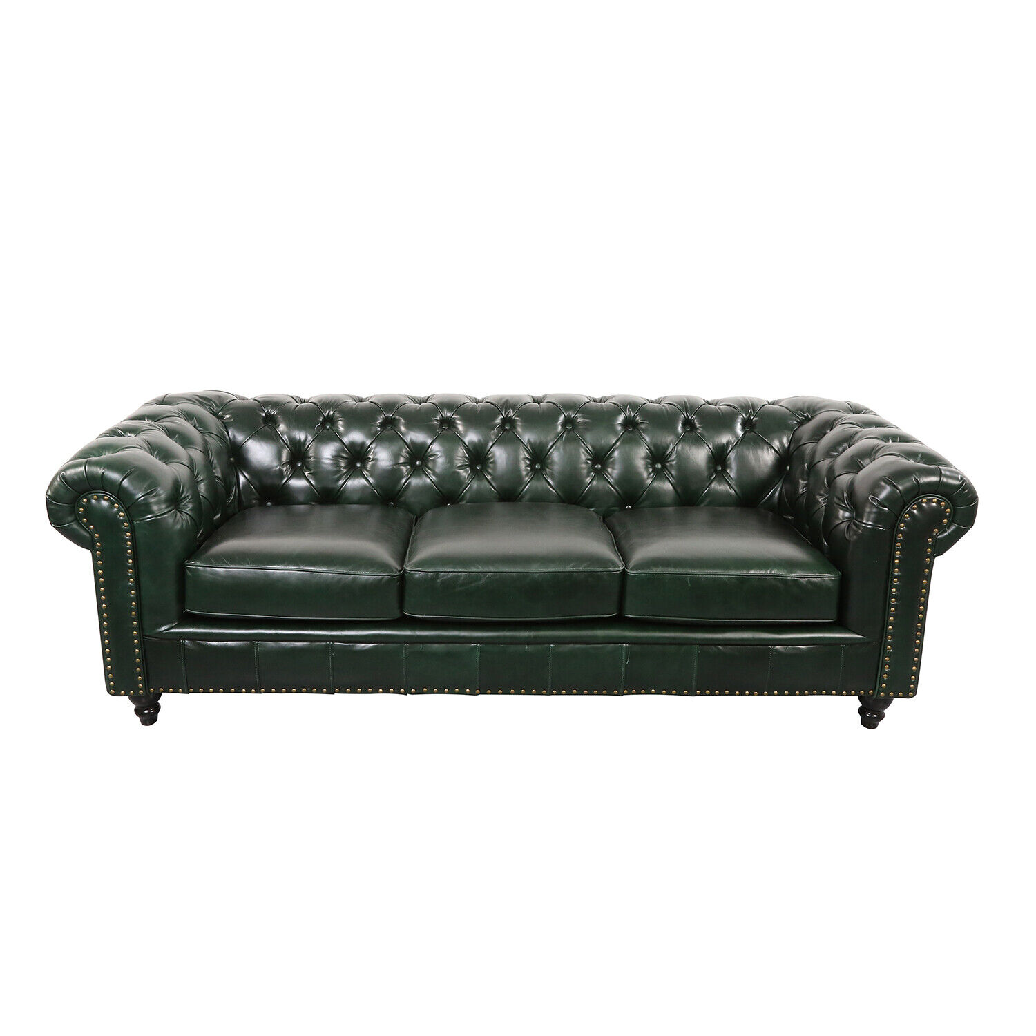 Klassische Leder Couch – Grüne Chesterfield Stoff Sofa 3 Sitzer Neu