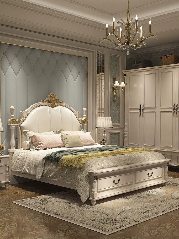 Luxus Bett Polster Design Doppel Hotel Betten Königliches Barock Holz