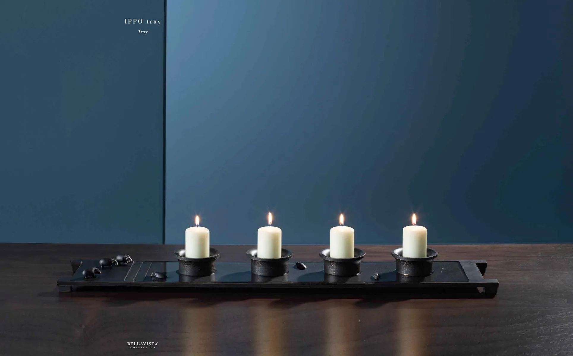 Tablett für Kerzen gemessen Messing Schwarz von Hand veredelt