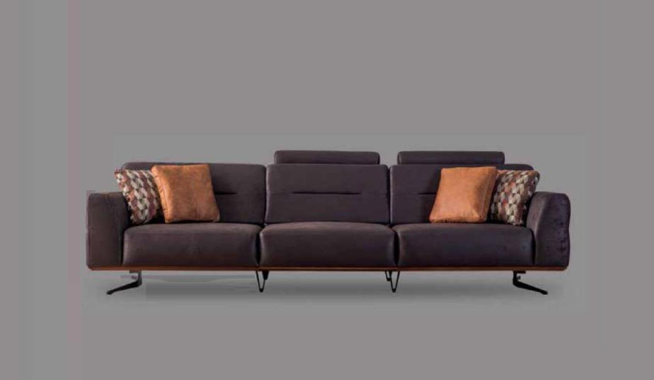 Dreisitzer Sofa 4 Sitzer Sofas Grau Kunstleder Wohnzimmer Luxus Sitz