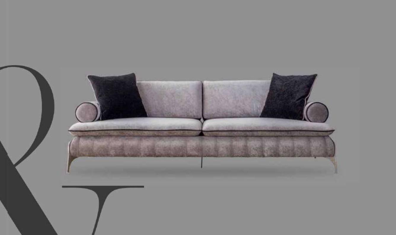 Sofa 4 Sitzer Sofas Grau Stoff Wohnzimmer Luxus Modern