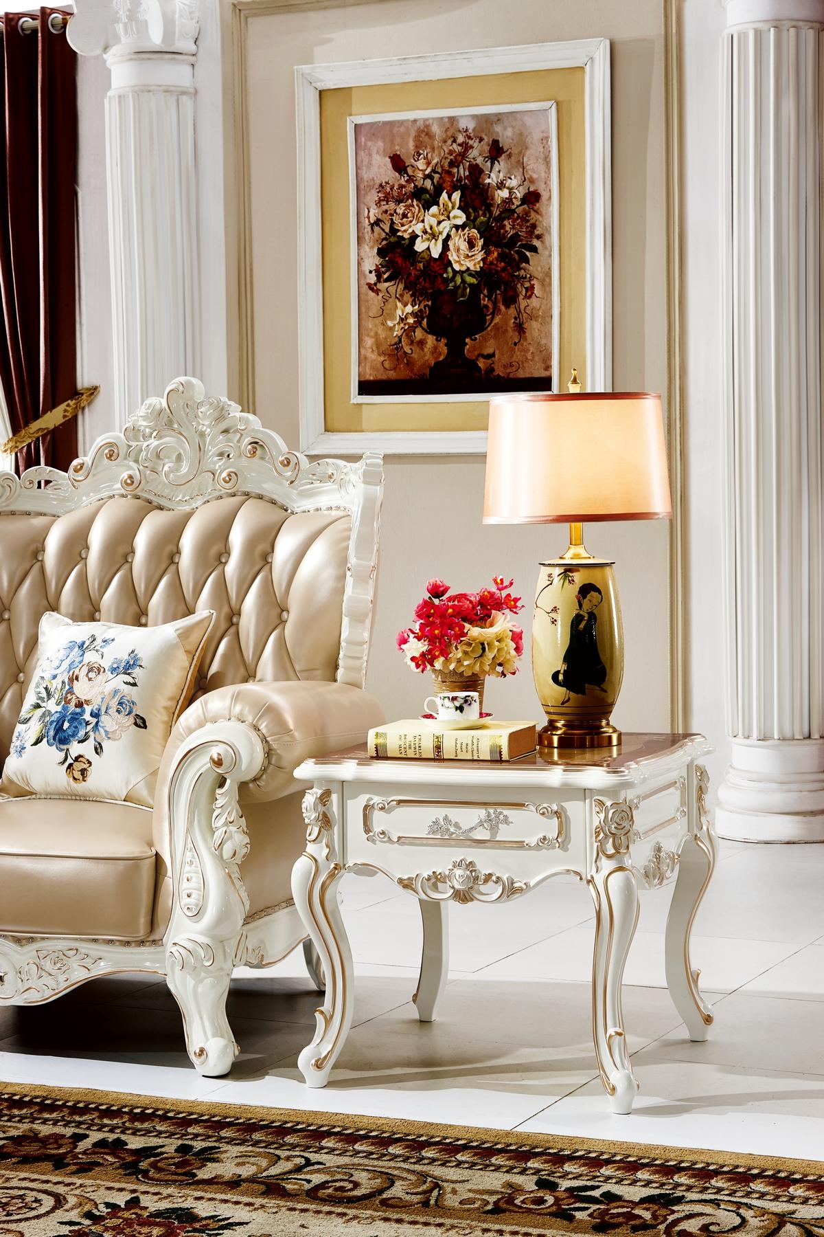 Beistelltisch Weiß Luxus Design Elegantes Wohnzimmer Klassische