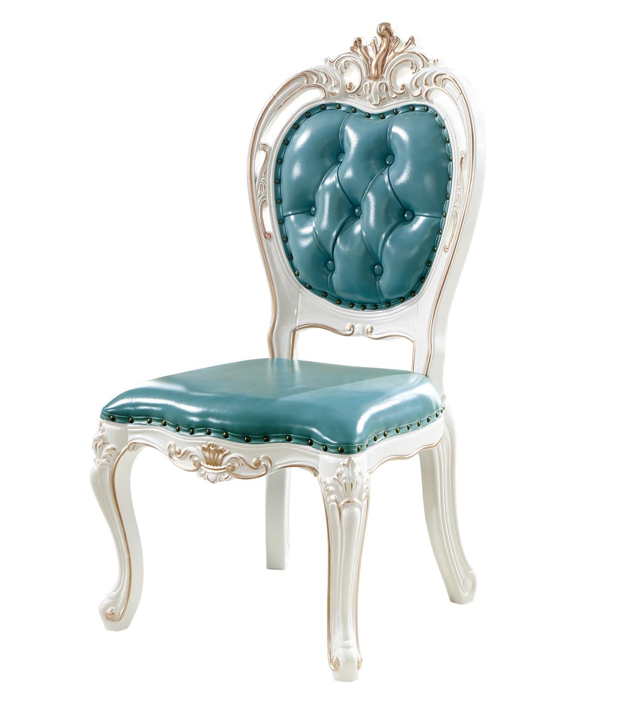 Stuhl Blau Luxus Esszimmer Polster Leder Elegantes Stühle Klassische