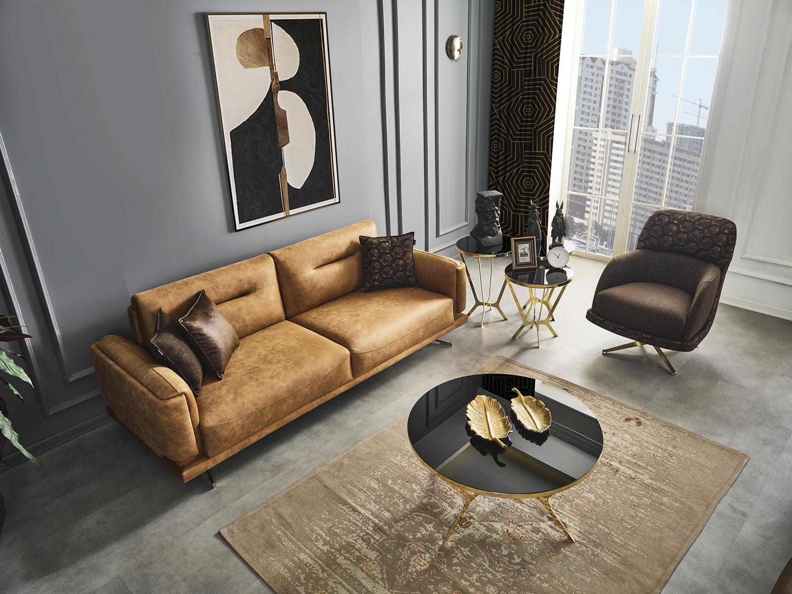 Sofagarnitur Sofa 31 Sitzer Sessel Möbel Luxus Design Neu braun