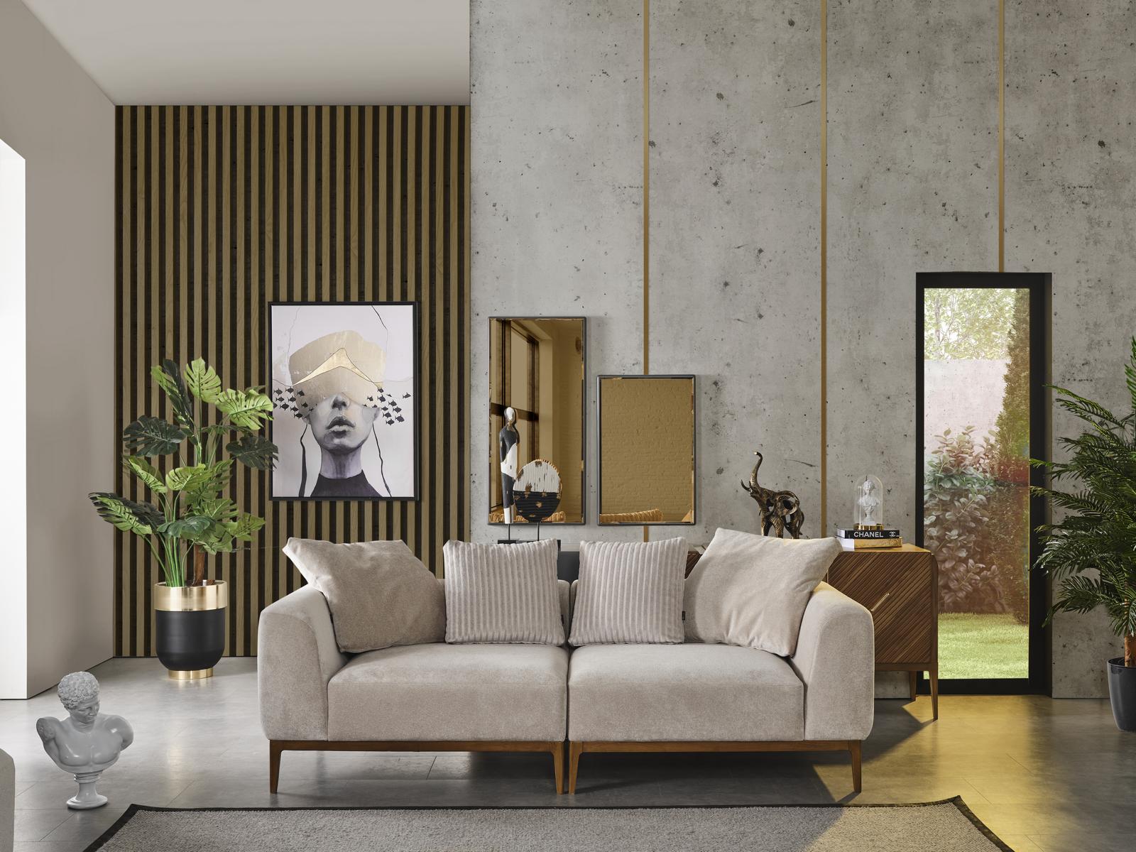 Sofa 3 Sitzer weiß Stoff Wohnzimmer Luxus Möbel Couch Neu Modern