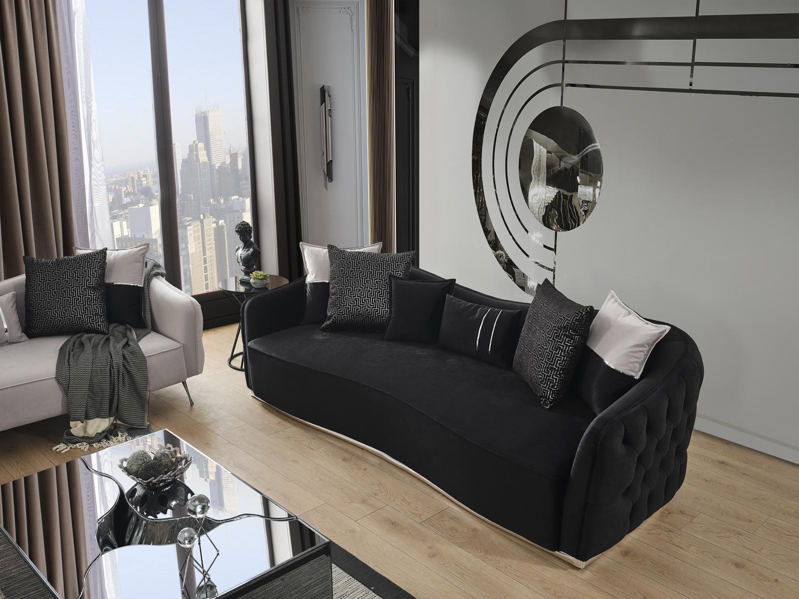 Sofa 4 Sitzer Luxus Designer Luxus Möbel neu schwarz Wohnzimmer