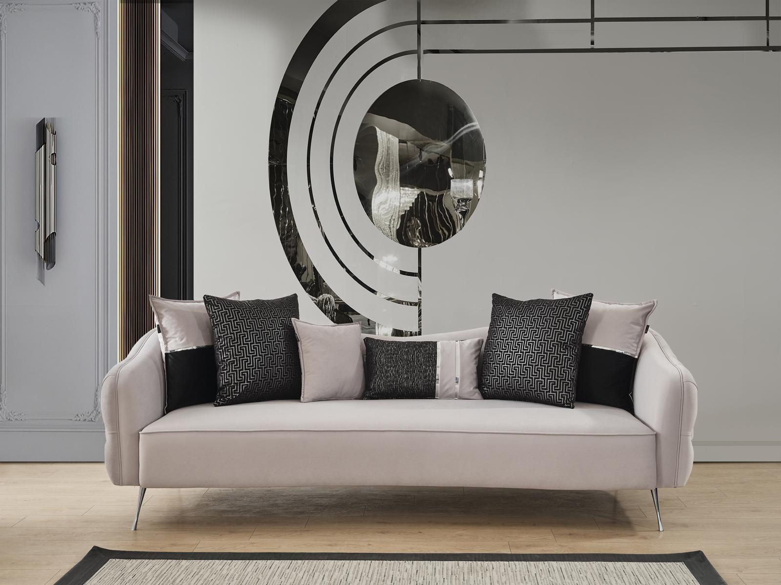 Sofa 3 Sitzer Couch Moderne Luxus Polster Wohnzimmer Textil weiße neu