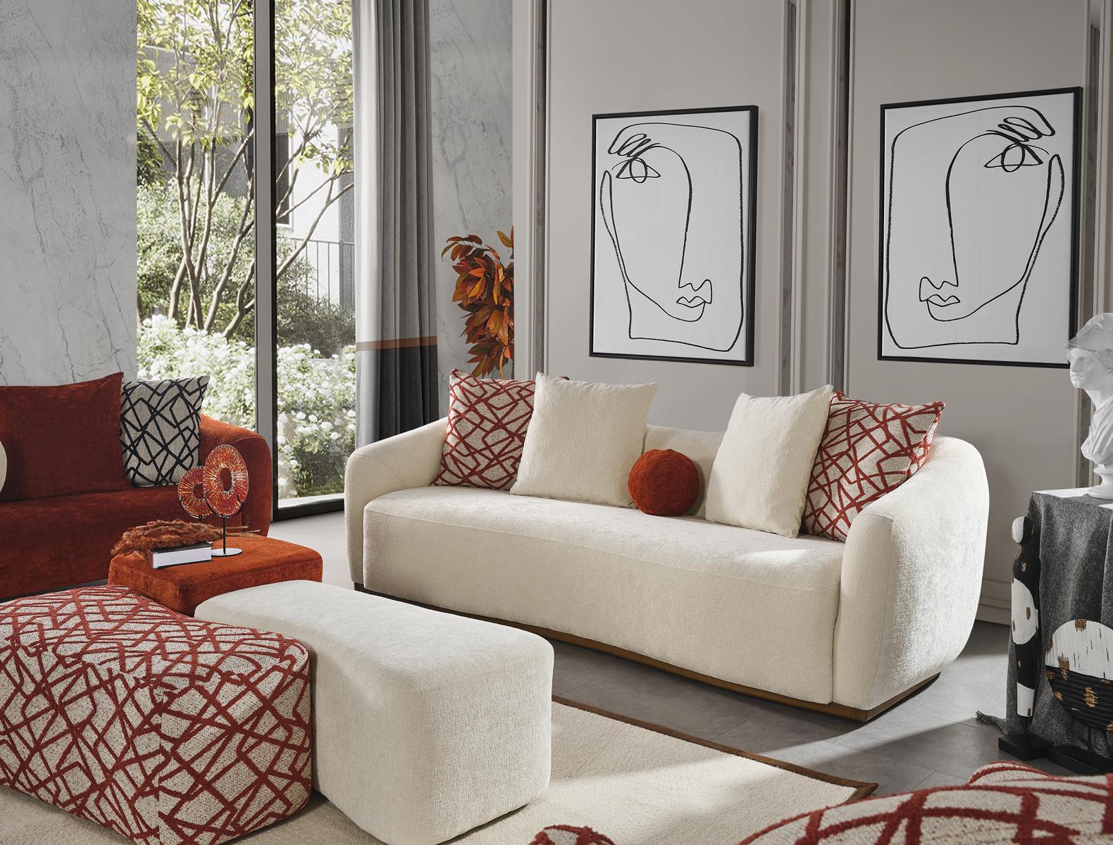Sofa 4 Sitzer Couch Polster Design Textil Wohnzimmer Design Möbel