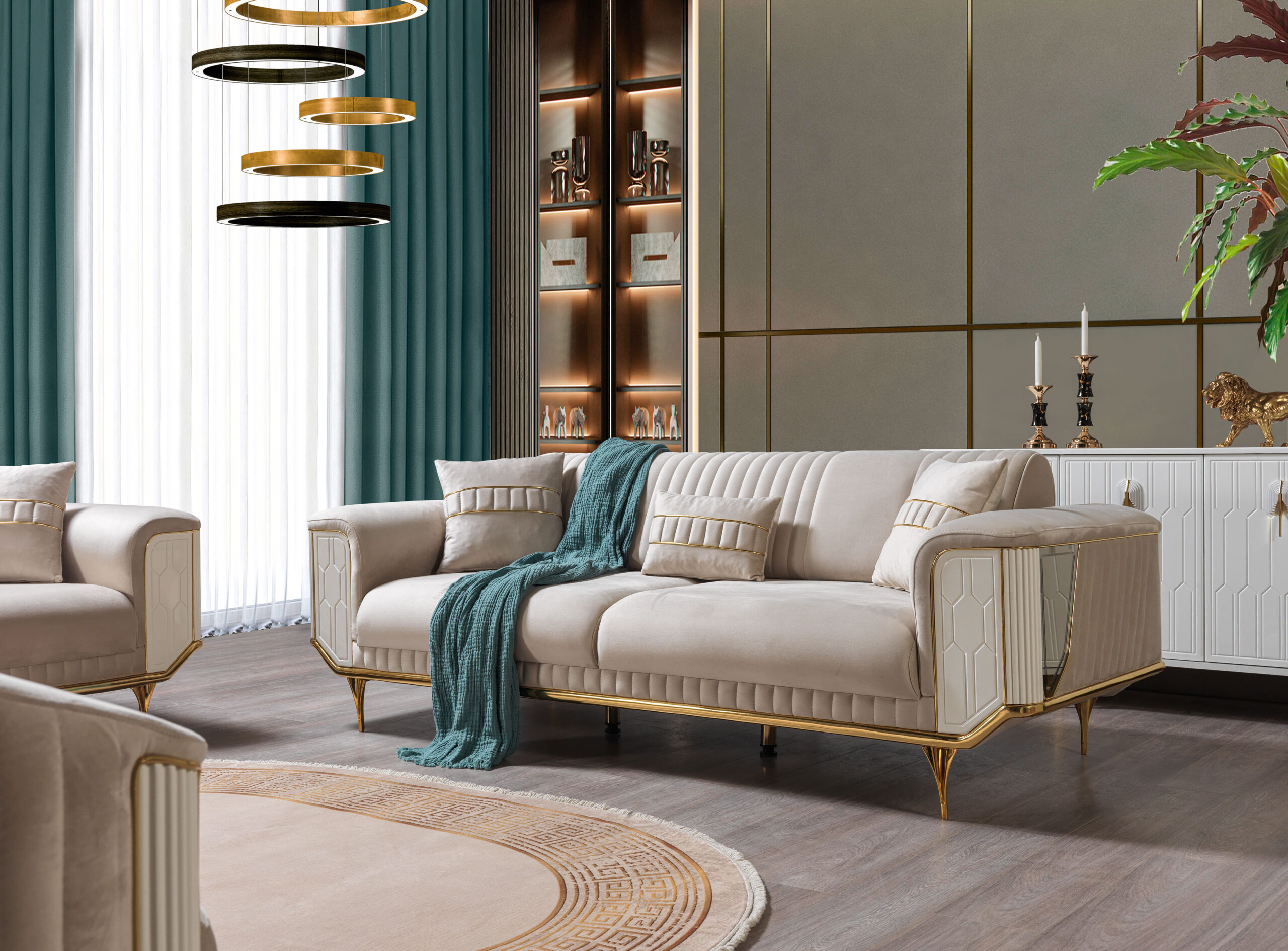 Luxus 3 Sitzer Sofa Wohnzimmer Blau Sofas Design Modern Couch Möbel