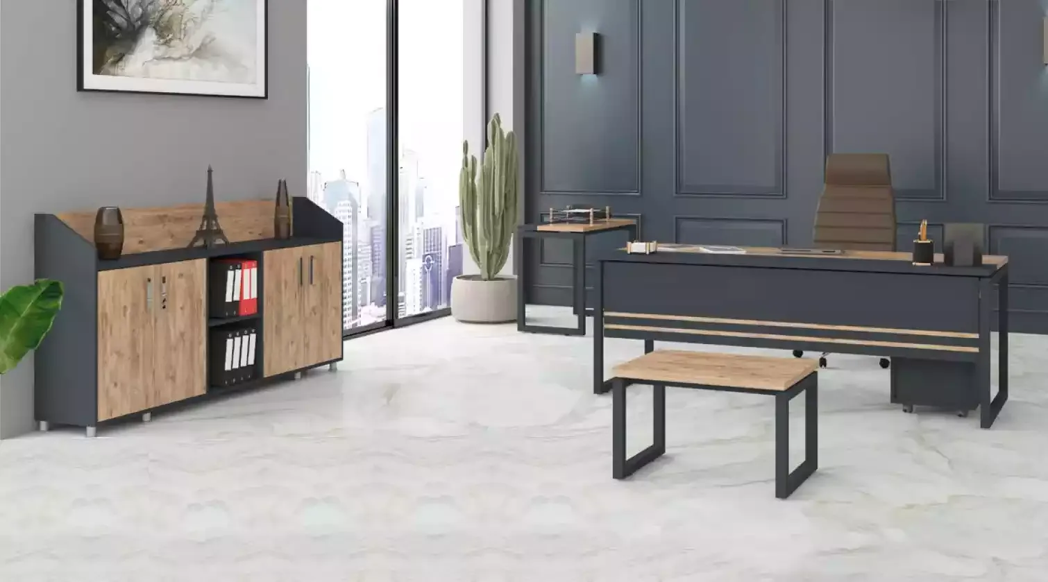Großes Büromöbel Komplettes Set Arbeitszimmermöbel Schrank Schreibtisch