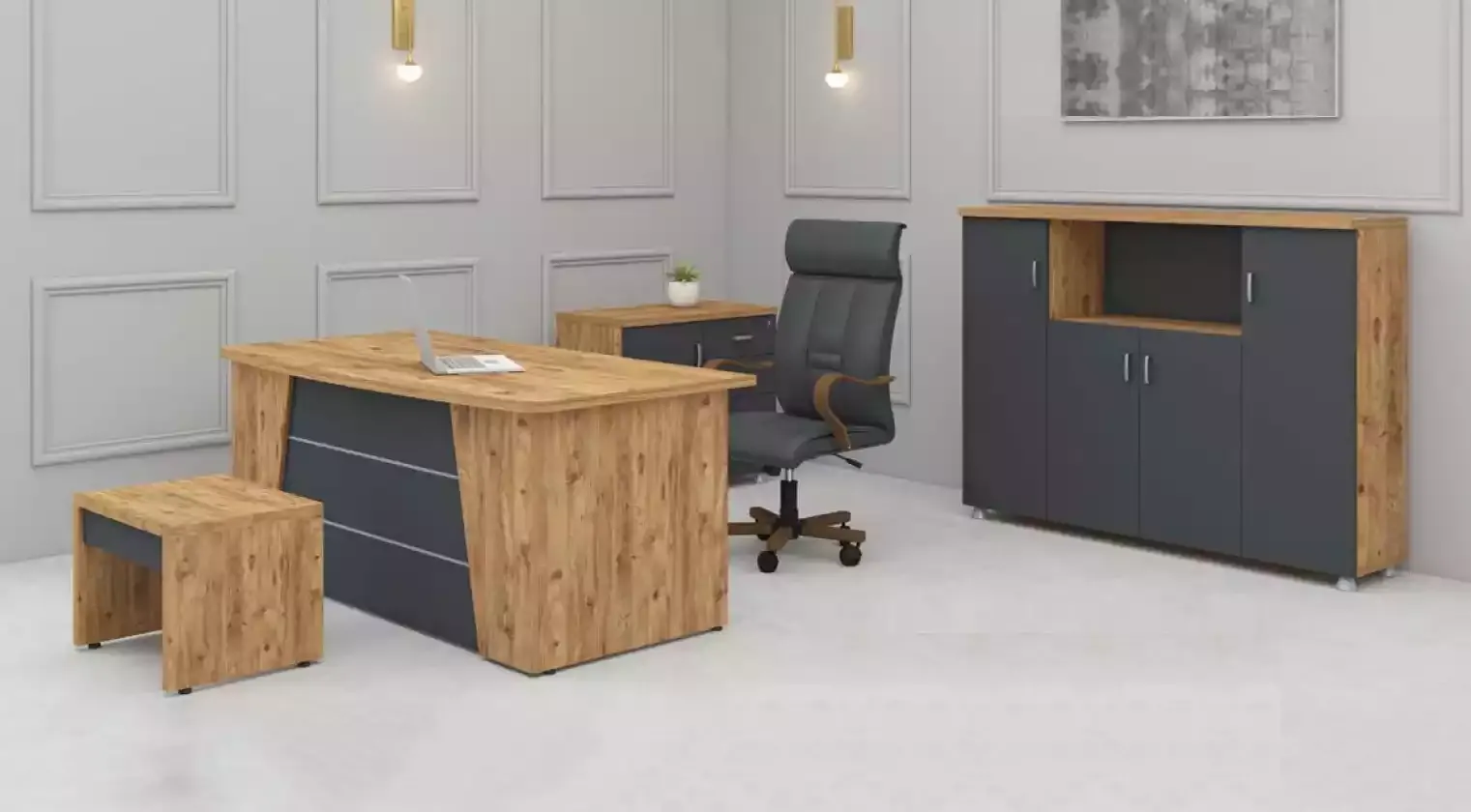 Modernes Komplettes Set Büromöbel Arbeitszimmermöbel Luxus 4tlg Set