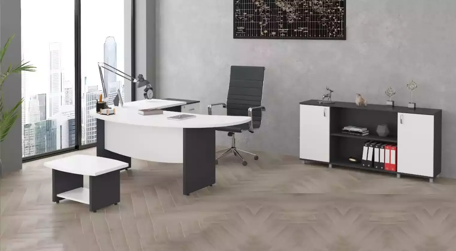 Moderne Büromöbel Set Büromöbelgarnitur Arbeitsplatzgestaltung 3tlg
