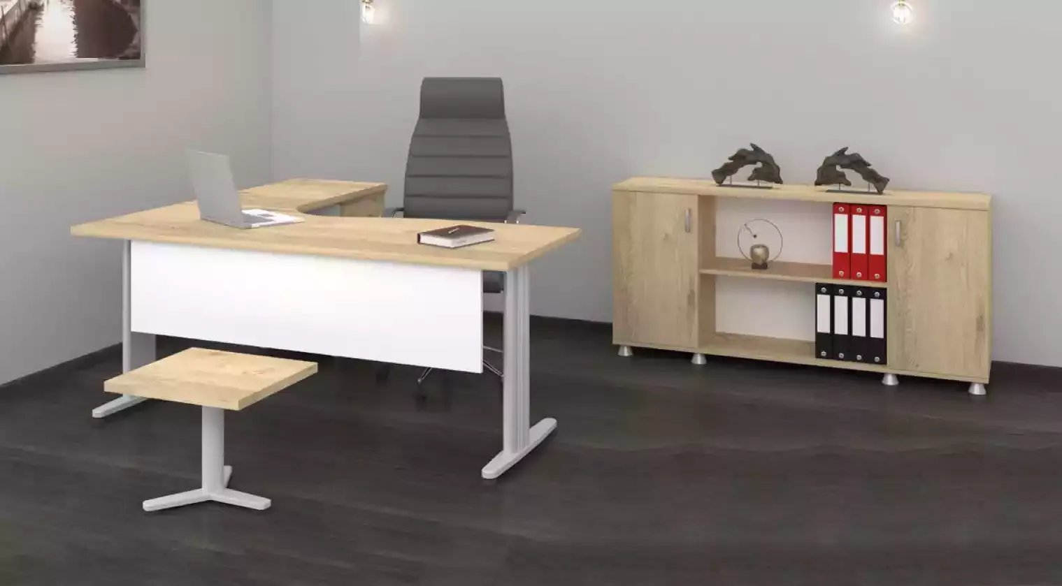 Eckschreibtisch Büro Arbeitszimmer Modern Komplett Set Möbel 3tlg