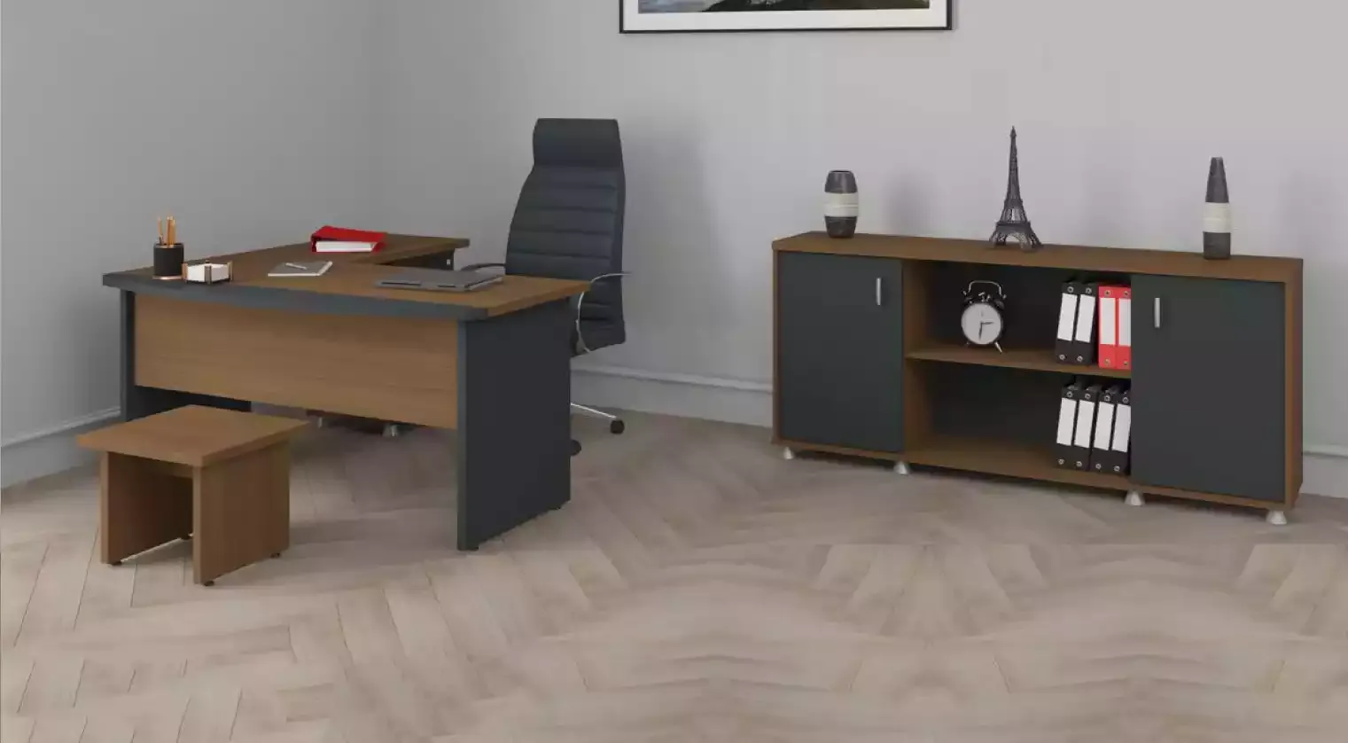 Klassische Holzmöbel Büro Set Eckschreibtisch Arbeitszimmermöbel