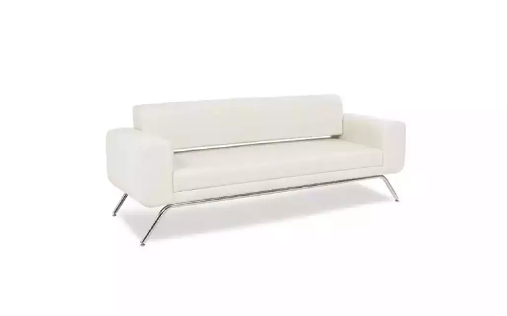 Weißer Dreisitzer Luxus Edelstahlfüße Textilmöbel Büro Couch Modern