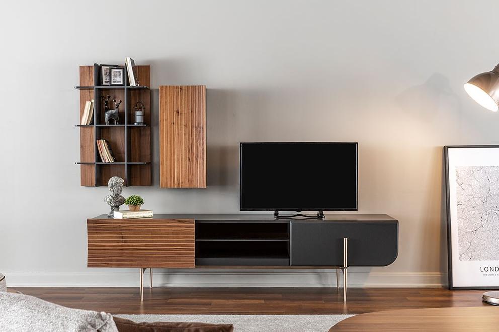 rtv Lowboard tv Ständer Regale Sideboard Holz Modern Braun Wohnzimmer