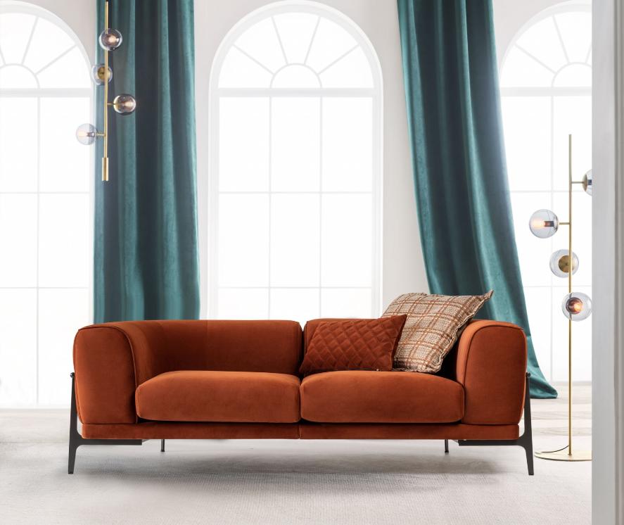 Dreisitzer Sofa 3 Sitzer Stoffsofa Sofas Modern Rot Stoff Couch Orange