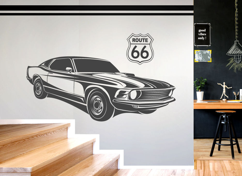Wandtattoo Amerikanisches Muscle Car Route 66 W5512