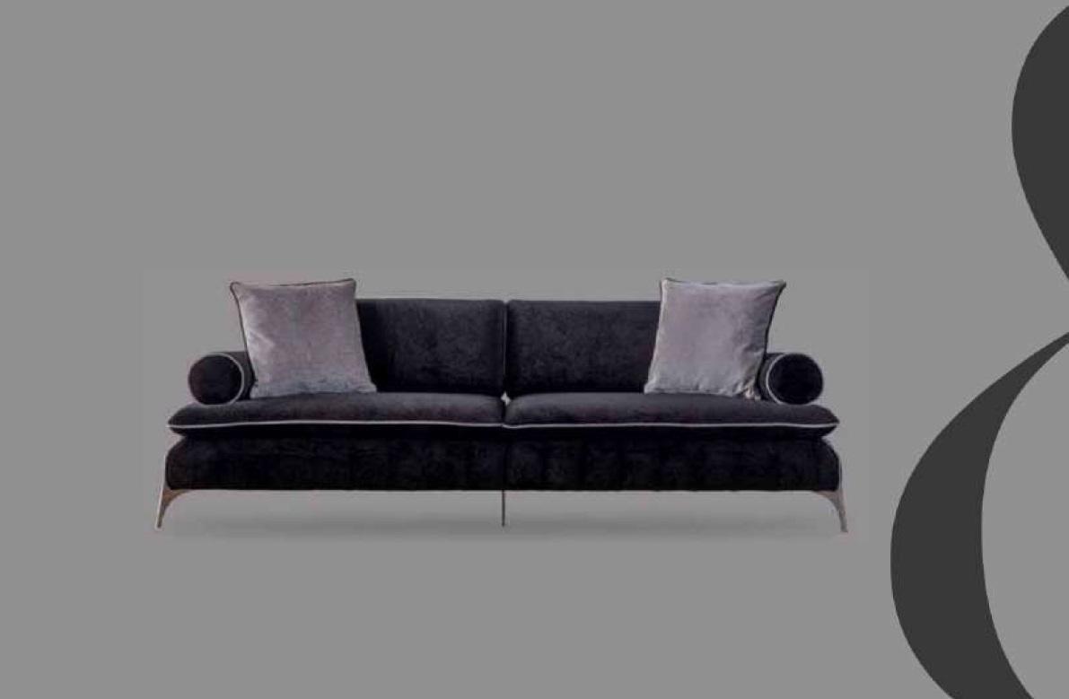 Sofa 4 Sitzer Sofas Schwarz Stoff Wohnzimmer Luxus Modern
