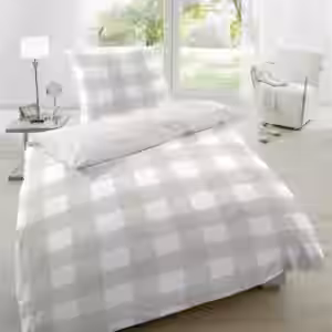 Primera Perkal Bettwäsche 240x220 cm Wende Karo weiß sand 13367004-70 EAN:4002895141291