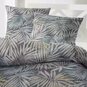 Primera Mako-Satin Bettwäsche 155x220 Palmen Blätter grau blau khaki 243224-37 EAN:4002895175333