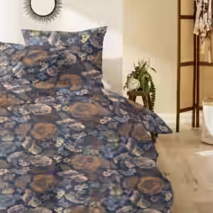Primera Edelflanell Bettwäsche 135x200 Blumen Rosen dunkelblau rost 174141-37 EAN:4002895180160