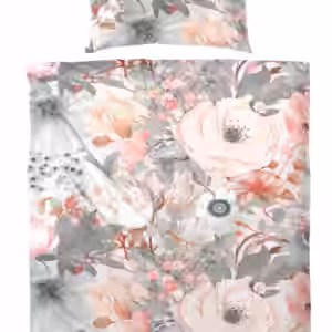 Primera Mako-Satin Bettwäsche 155x220 Blüten Rosen weiß silber rosa 243230-82 EAN:4002895192736