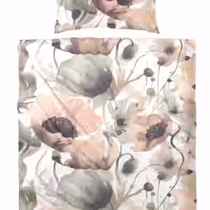 Primera Edelflanell Bettwäsche 155x220 Blumen Klatschmohn grün puder 174148-87 EAN:4002895193139