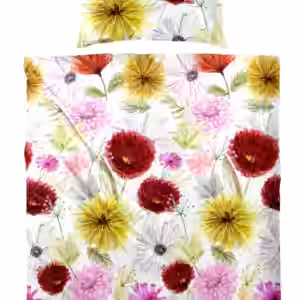 Primera Mako-Satin Bettwäsche 155x220 Blumen Blüten rosa grün beere 243235-21 EAN:4002895199421