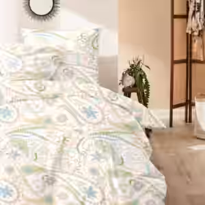 Primera Mako-Satin Bettwäsche 135x200 Paisley grün blau beige 243236-72 EAN:4002895199445