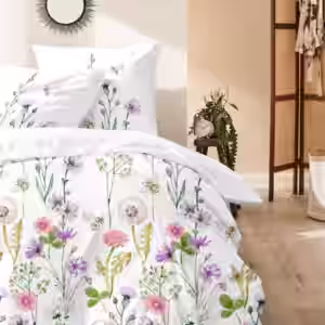 Primera Renforce Bettwäsche 155x220 Blumen Klee Hummel Löwenzahn rosa 123105-54 EAN:4002895199797