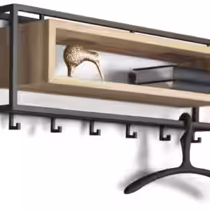 Garderobe Wandgarderobe SCHOOL 80 Stahl Schwarz Ablage Eiche